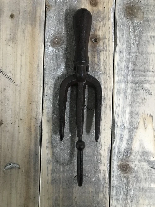 Set of 2 wall hooks - for garden tools, cast iron