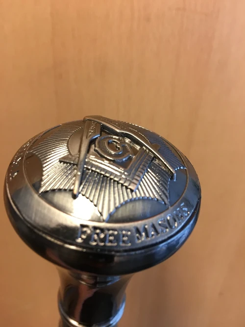 Einzigartig: Spazierstock Alu-Chrom-Nickel-Griff Freimaurerei