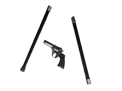 Uniek: wandelstok met chrome-nikkel met colt- pistool handvat