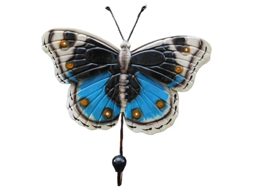 Butterfly coat rack blue - handmade from metal