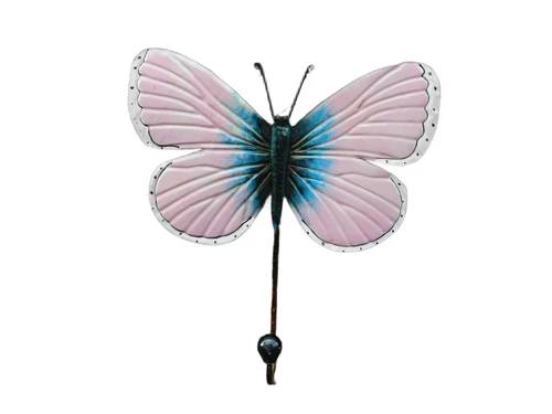 Butterfly coat rack pink - handmade from metal