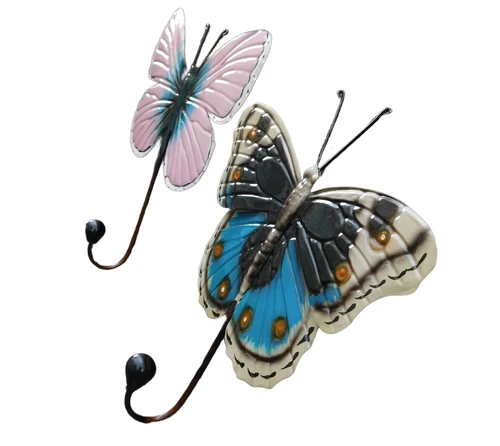 Butterfly coat rack pink - handmade from metal