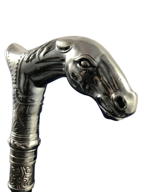 wandelstok aluminium met paardenhoofd, geweldig.