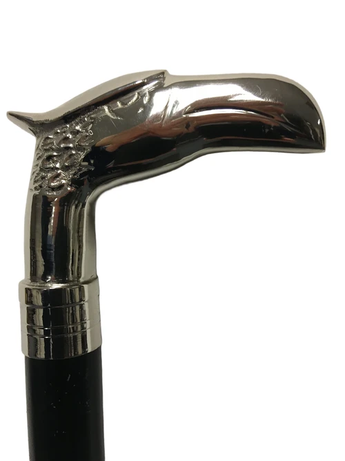 Wandelstok hardhout met nikkelen adelaar handvat.