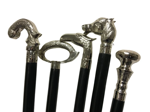 Wandelstok hardhout met nikkelen adelaar handvat.
