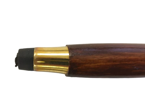 Wandelstok hout met adelaarshoofd, messing.