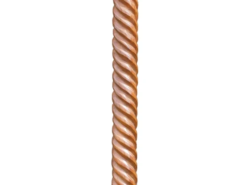 Walking Stick with Spiral Form - Brass Handle - Brown