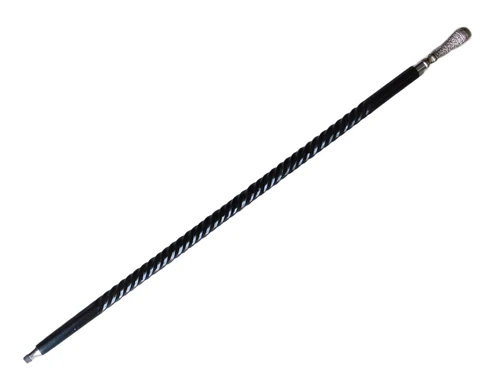 Spazierstock mit Spiralform - Nickelgriff - einzigartiges Modell - schwarz