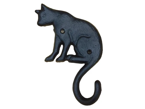 Wall hook Cat - Cast iron - Black
