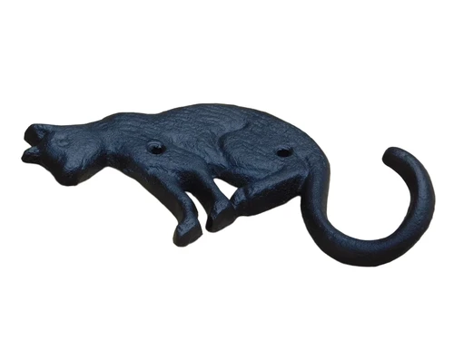 Wall hook Cat - Cast iron - Black