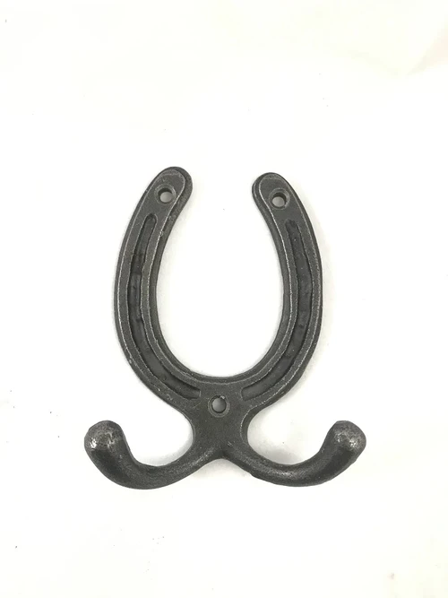 Wall coat rack horseshoe cast iron, 2 hooks, small