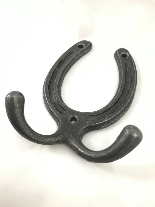 Wall coat rack horseshoe cast iron, 2 hooks, small