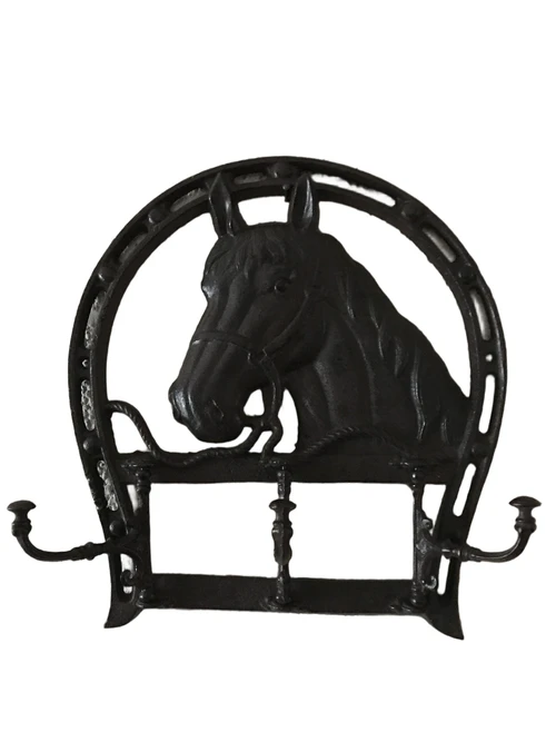 Wall coat rack horse cast iron, 3 hooks, beautiful!!