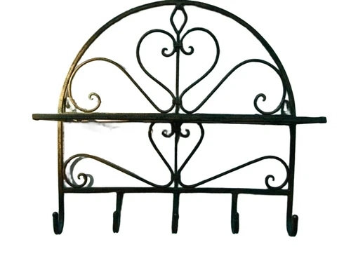 Wall shelf coat rack made of wrought iron
