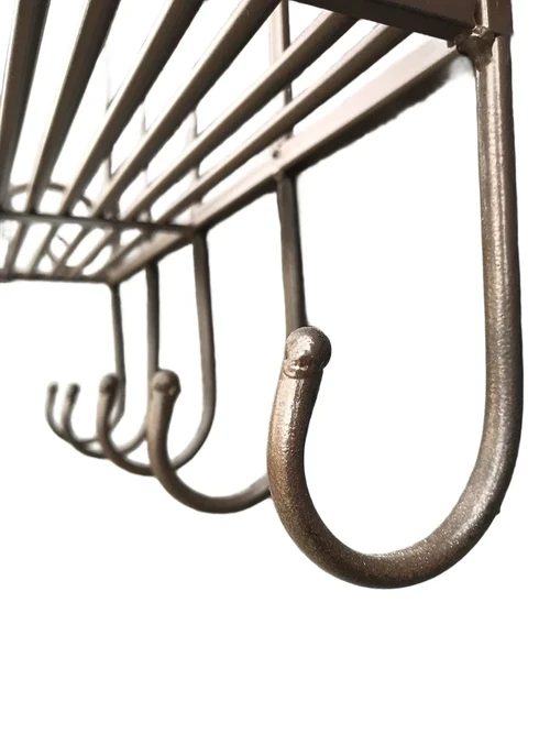 Wall rack with 2 shelves, wrought iron bl-brown