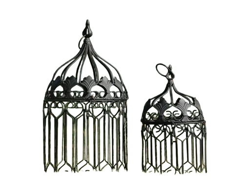 Set of 2 Decorative Bird Cages - Round - Garden decoration