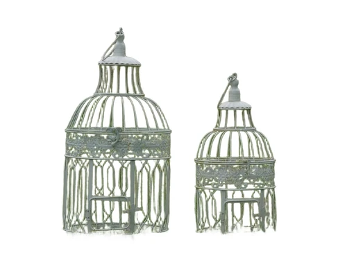 Set van 2 Vogelkooien - Rond - Vintage White