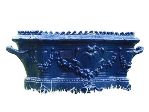 Art Nouveau planter - 55 cm - Aluminium - Dark Blue