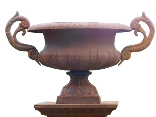 Gartenvase mit Ähren - 50 cm - Gusseisen - Rost