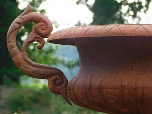 Gartenvase mit Ähren - 50 cm - Gusseisen - Rost