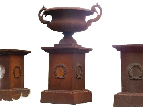 Garden Vase on Pedestal - 112 cm - Cast iron - Rust