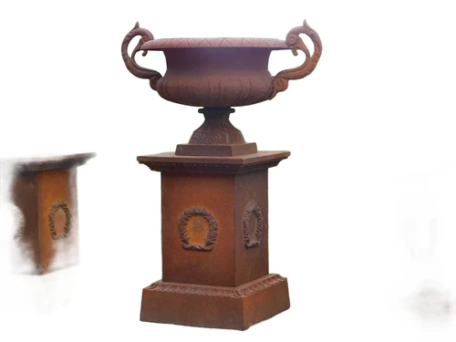 Garden Vase on Pedestal - 112 cm - Cast iron - Rust