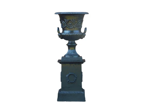 Large Garden Vase - Cast iron - Black - Detailed
