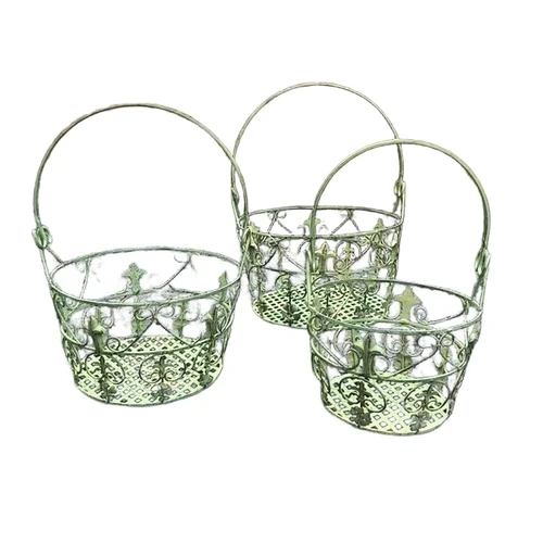 Set van 3 bloemenmanden - Franse Lelie - groen