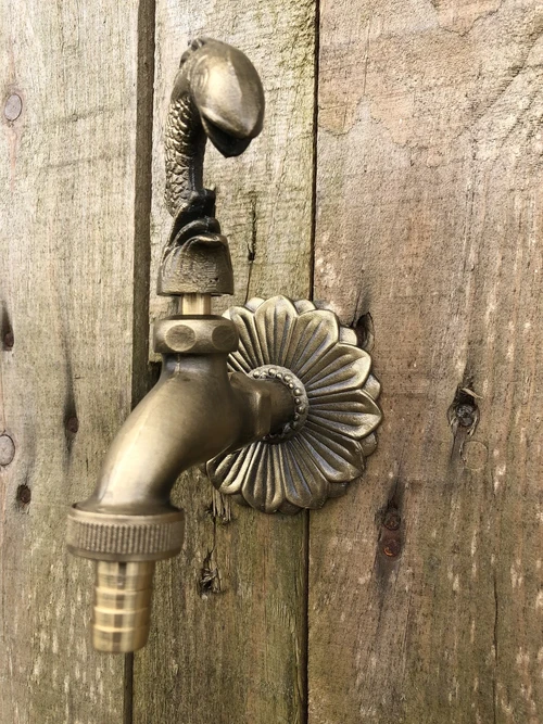 Waterkraan met vis voor tuin fonteinen, messing