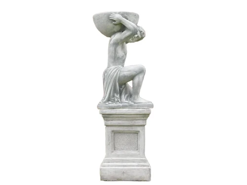 Statue Atlas mit Blumentopf auf Sockel - 147 cm - Stein