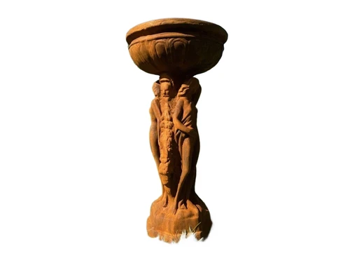 Statue and garden vase ‘Three Women’ with bowl - 85 cm - all stone - oxide
