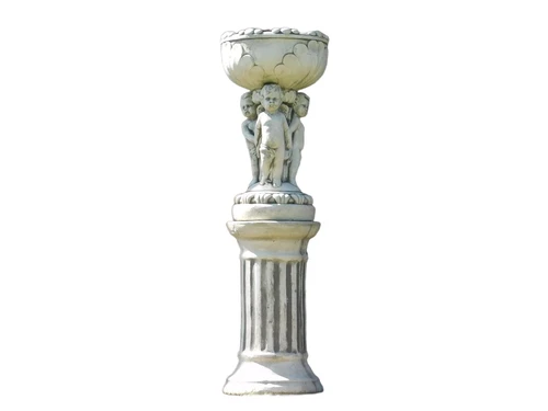 Flowerpot Angels on Pedestal - 125 cm - Stone