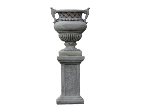 Blumentopf mit Henkeln auf Sockel – 103 cm – Stein