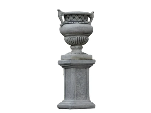 Blumentopf mit Henkeln auf Sockel – 103 cm – Stein