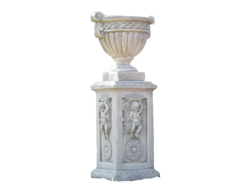 Flower Pot on Pedestal with Angels - 108 cm - Stone