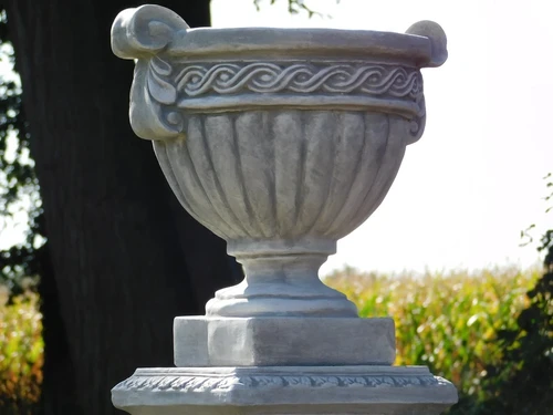 Flower Pot on Pedestal with Angels - 108 cm - Stone