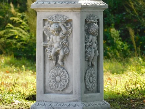 Flower Pot on Pedestal with Angels - 108 cm - Stone