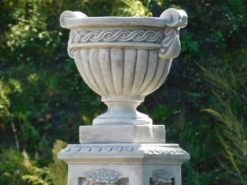 Flower Pot on Pedestal with Angels - 108 cm - Stone