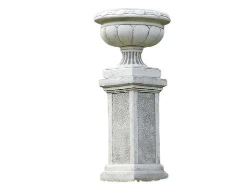 Round Flowerpot on Pedestal - 83 cm - Stone
