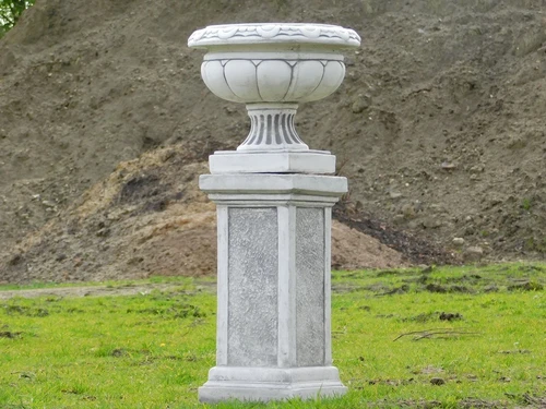 Round Flowerpot on Pedestal - 83 cm - Stone