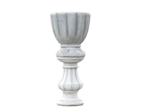 Runde Vase auf Sockel - 110 cm - Stein