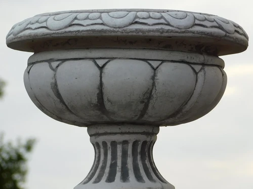 Elegant Flower Pot on Pedestal - 83 cm - Stone