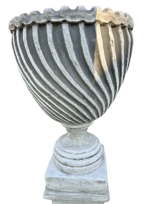 Garden vase - Flower pot with ornamental motif - Large - Stone