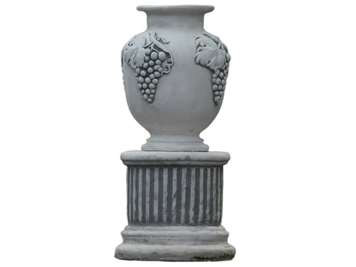 Garden Vase Grapes on Pedestal - 54 cm - Stone