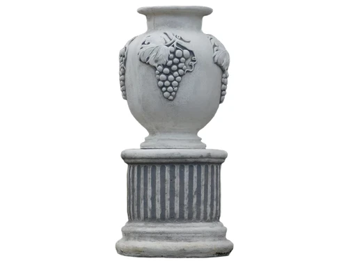 Garden Vase Grapes on Pedestal - 54 cm - Stone