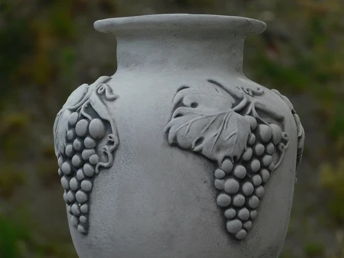 Garden Vase Grapes on Pedestal - 54 cm - Stone