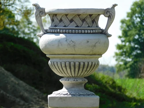 Garden Vase with Ears on Pedestal - 110 cm - Stone