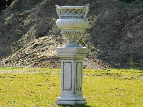 Garden Vase with Ears on Pedestal - 110 cm - Stone