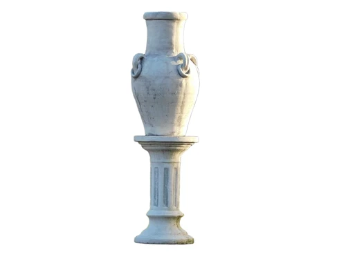 Gartenvase mit Ringen auf Sockel - 135 cm - Massivstein