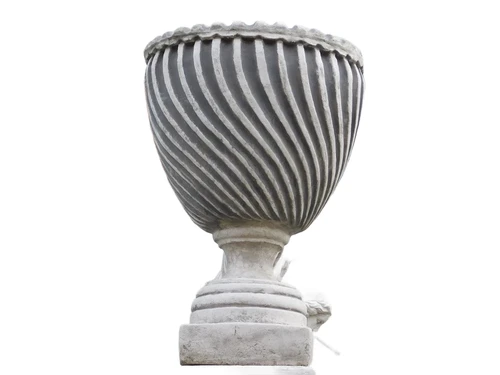 Garden Vase on Pedestal - 155 cm - Solid Stone